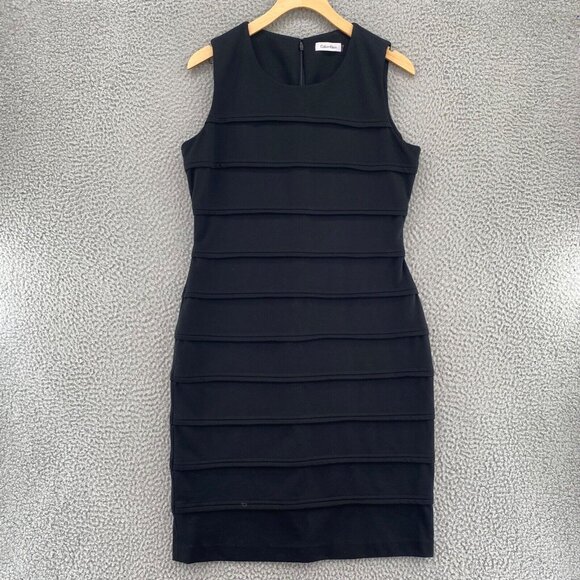 Calvin Klein Dresses & Skirts - Calvin Klein Dress Womens 12 Black Bodycon Bandage Pleated Career Stretch Ponte